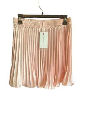 NWT Endless Rose Pleated Silky Satin Mini Skirt in Peach